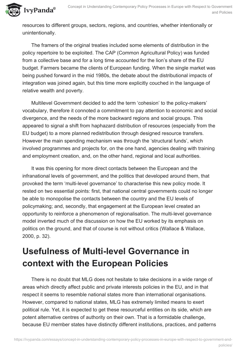 Concept in Understanding Contemporary Policy Processes in Europe with Respect to Government and Policies. Page 2