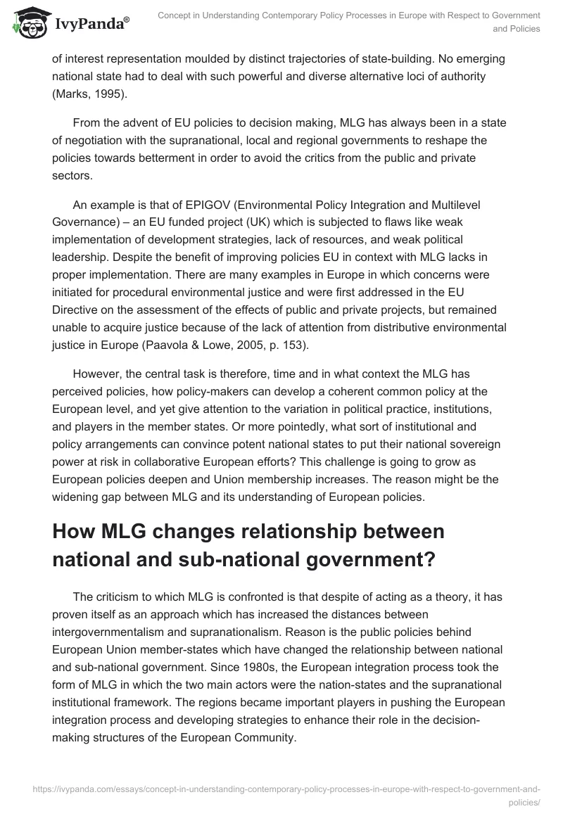 Concept in Understanding Contemporary Policy Processes in Europe with Respect to Government and Policies. Page 3