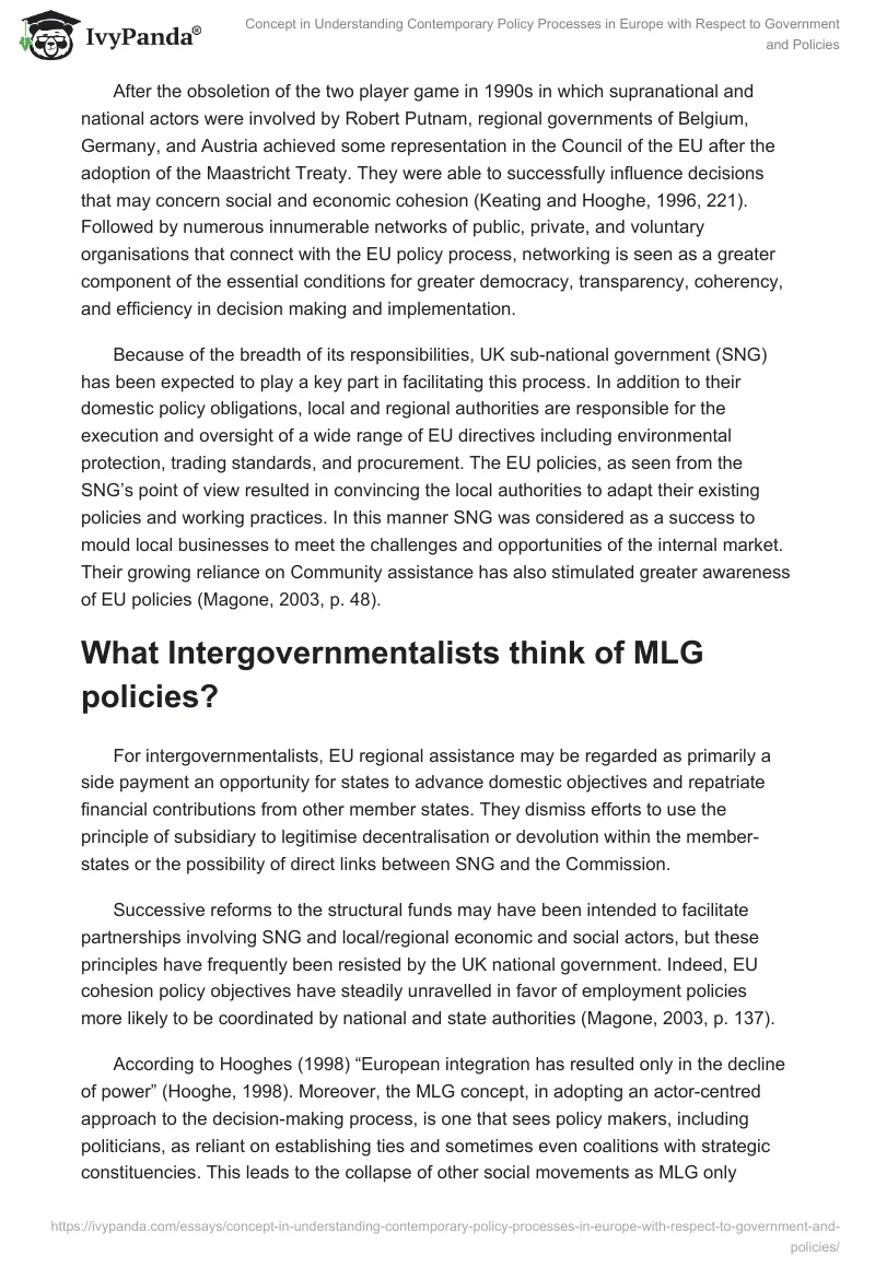 Concept in Understanding Contemporary Policy Processes in Europe with Respect to Government and Policies. Page 4