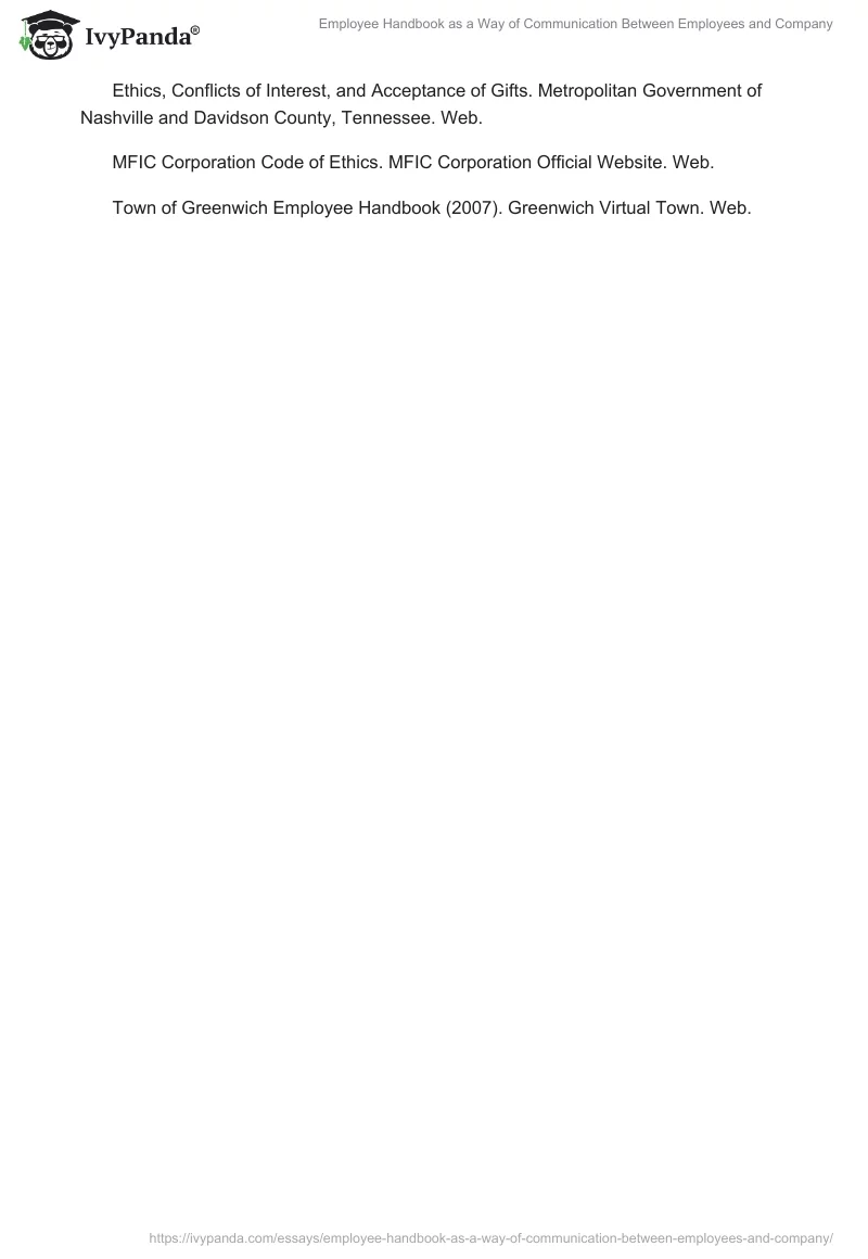 Employee Handbook as a Way of Communication Between Employees and Company. Page 3
