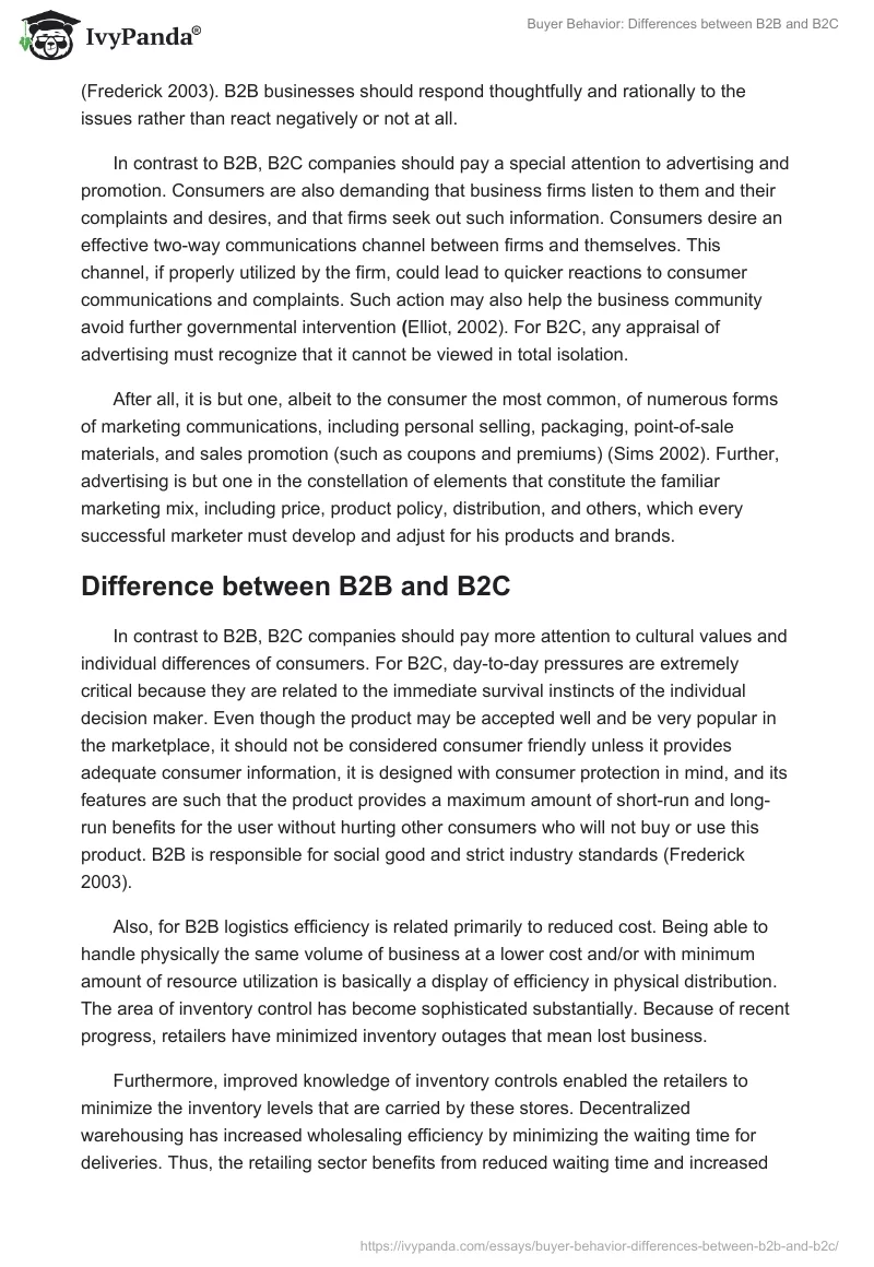 Buyer Behavior: Differences between B2B and B2C. Page 2