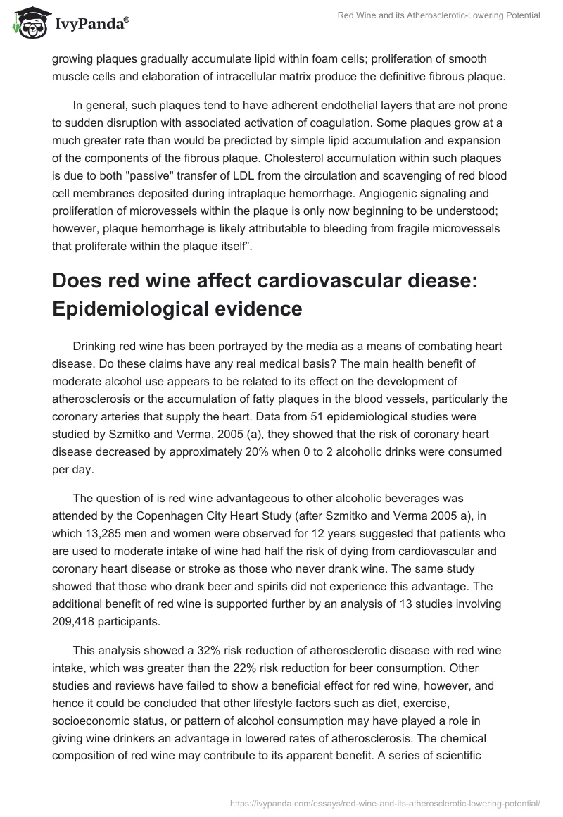 Red Wine and its Atherosclerotic-Lowering Potential. Page 4