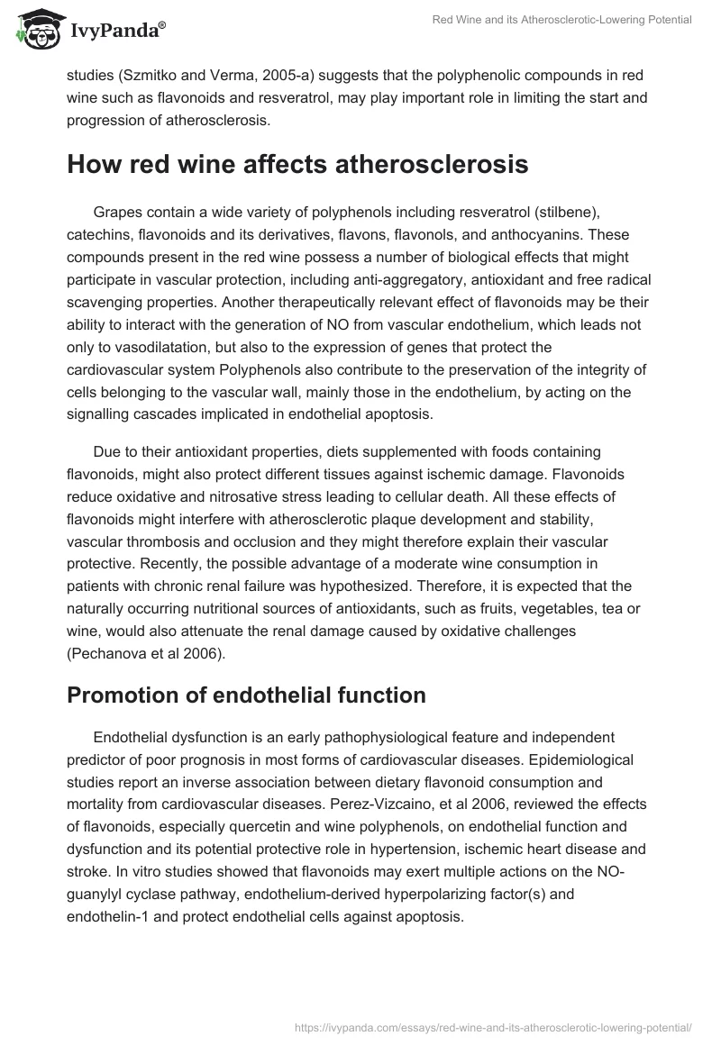 Red Wine and its Atherosclerotic-Lowering Potential. Page 5