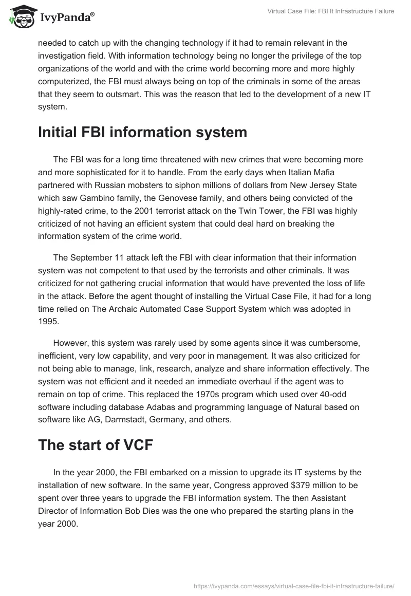 Virtual Case File: FBI It Infrastructure Failure. Page 2