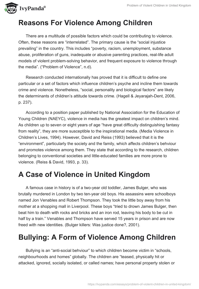 Problem of Violent Children in United Kingdom. Page 2