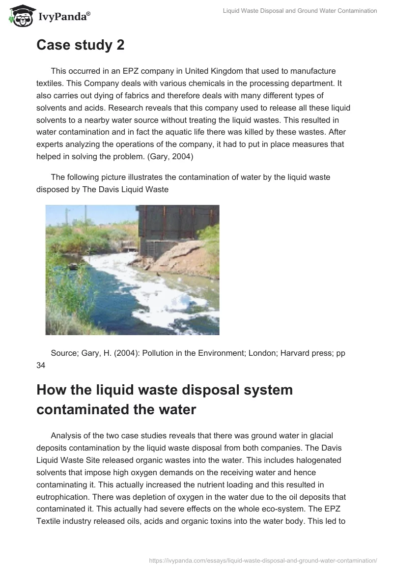 Liquid Waste Disposal and Ground Water Contamination. Page 2