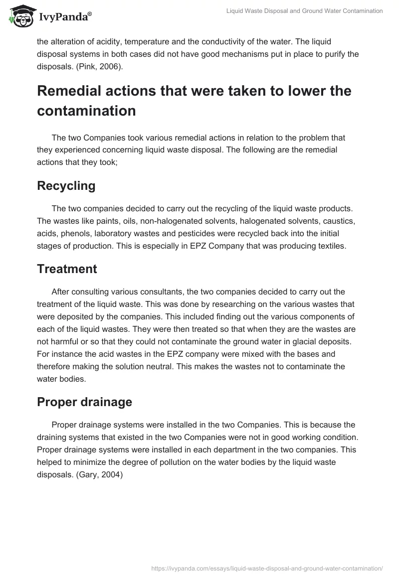 Liquid Waste Disposal and Ground Water Contamination. Page 3