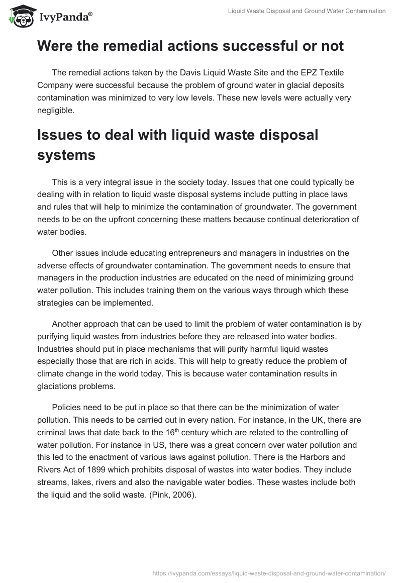 Liquid Waste Disposal and Ground Water Contamination. Page 4