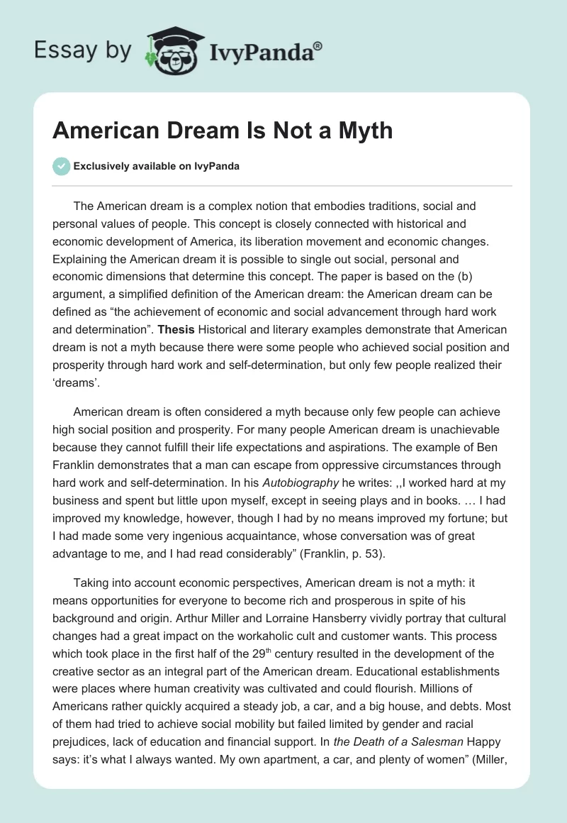 American Dream Is Not a Myth. Page 1