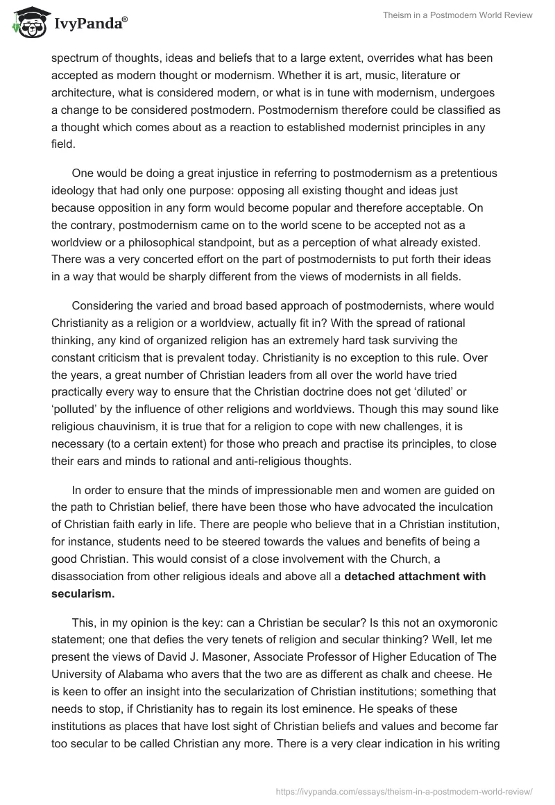 Theism in a Postmodern World Review. Page 3