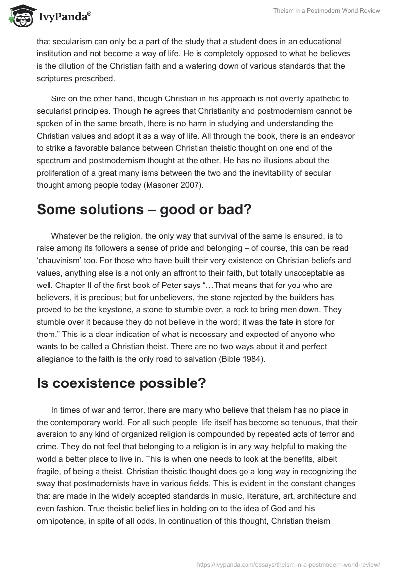 Theism in a Postmodern World Review. Page 4
