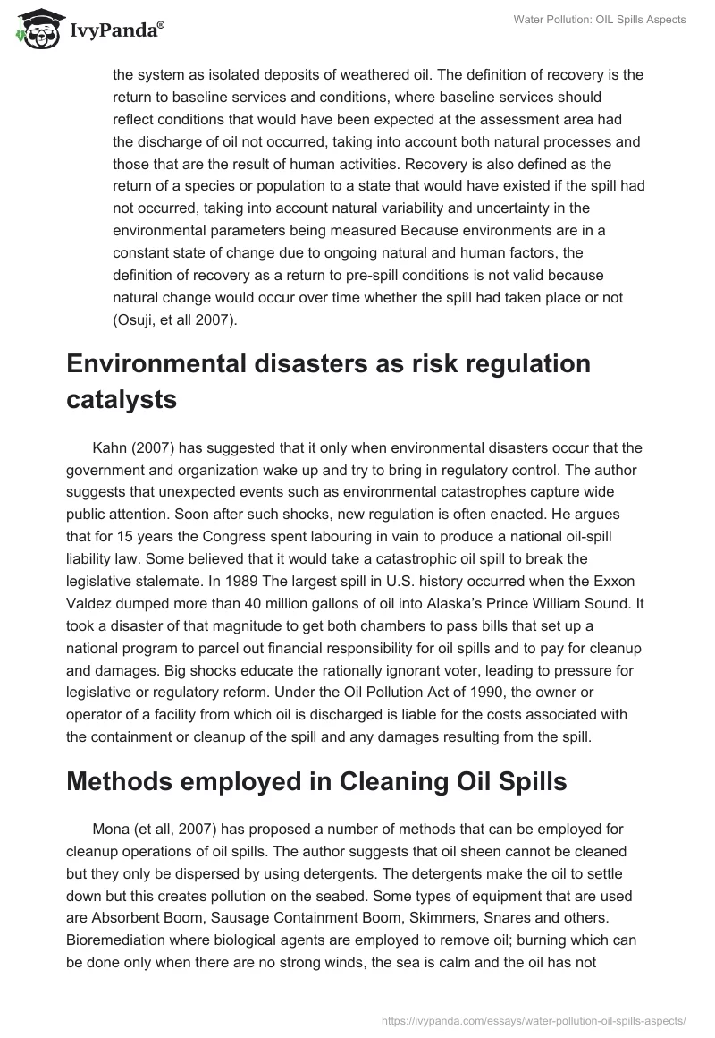 Water Pollution: OIL Spills Aspects. Page 5