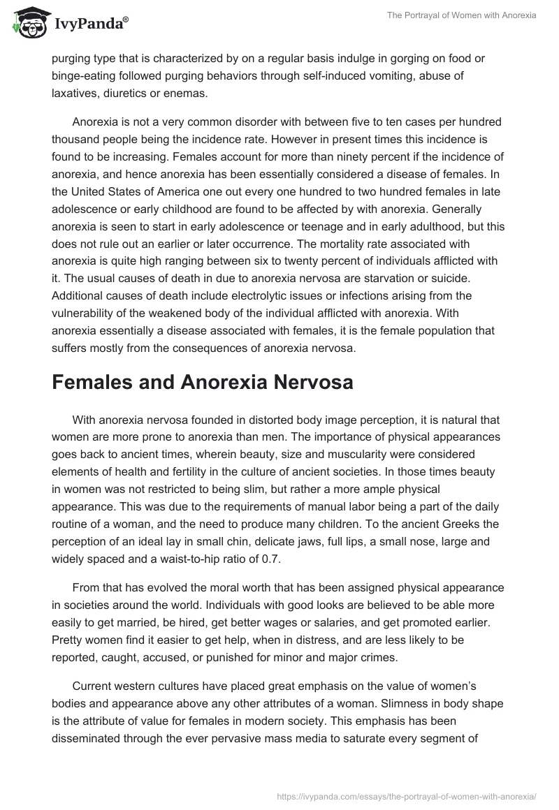 The Portrayal of Women With Anorexia. Page 2