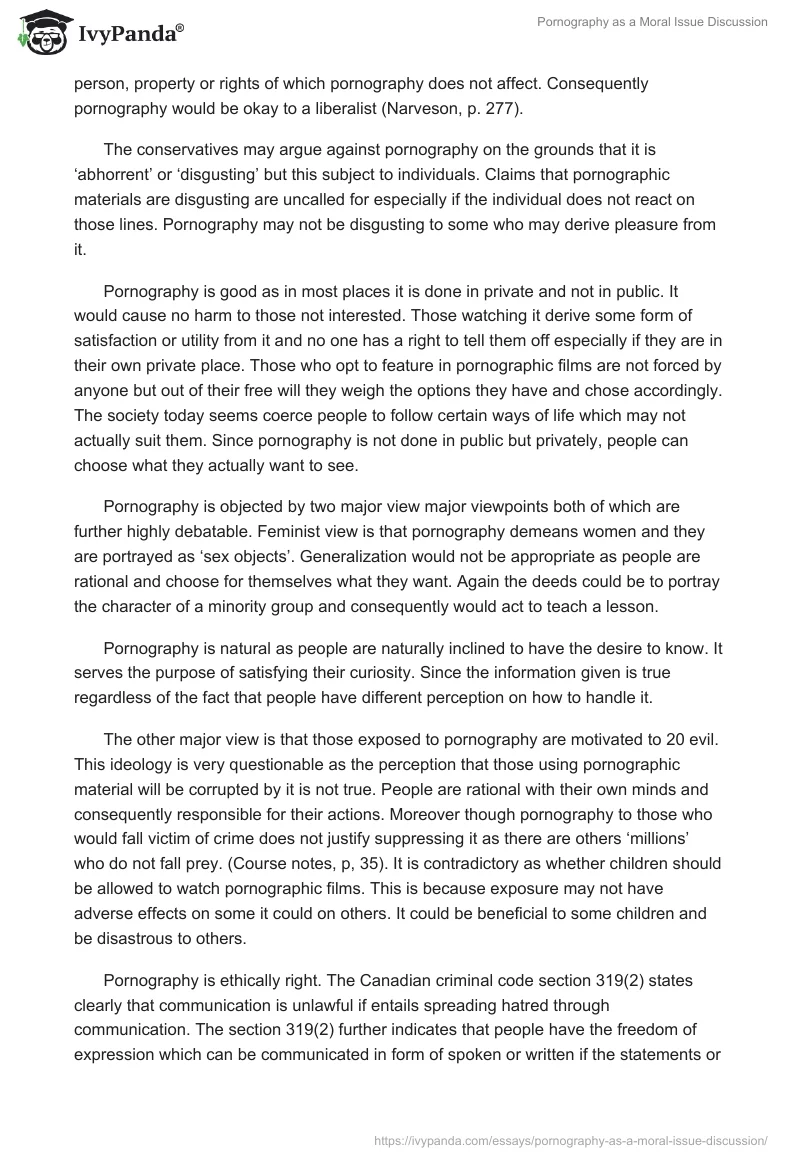 Pornography as a Moral Issue Discussion. Page 2