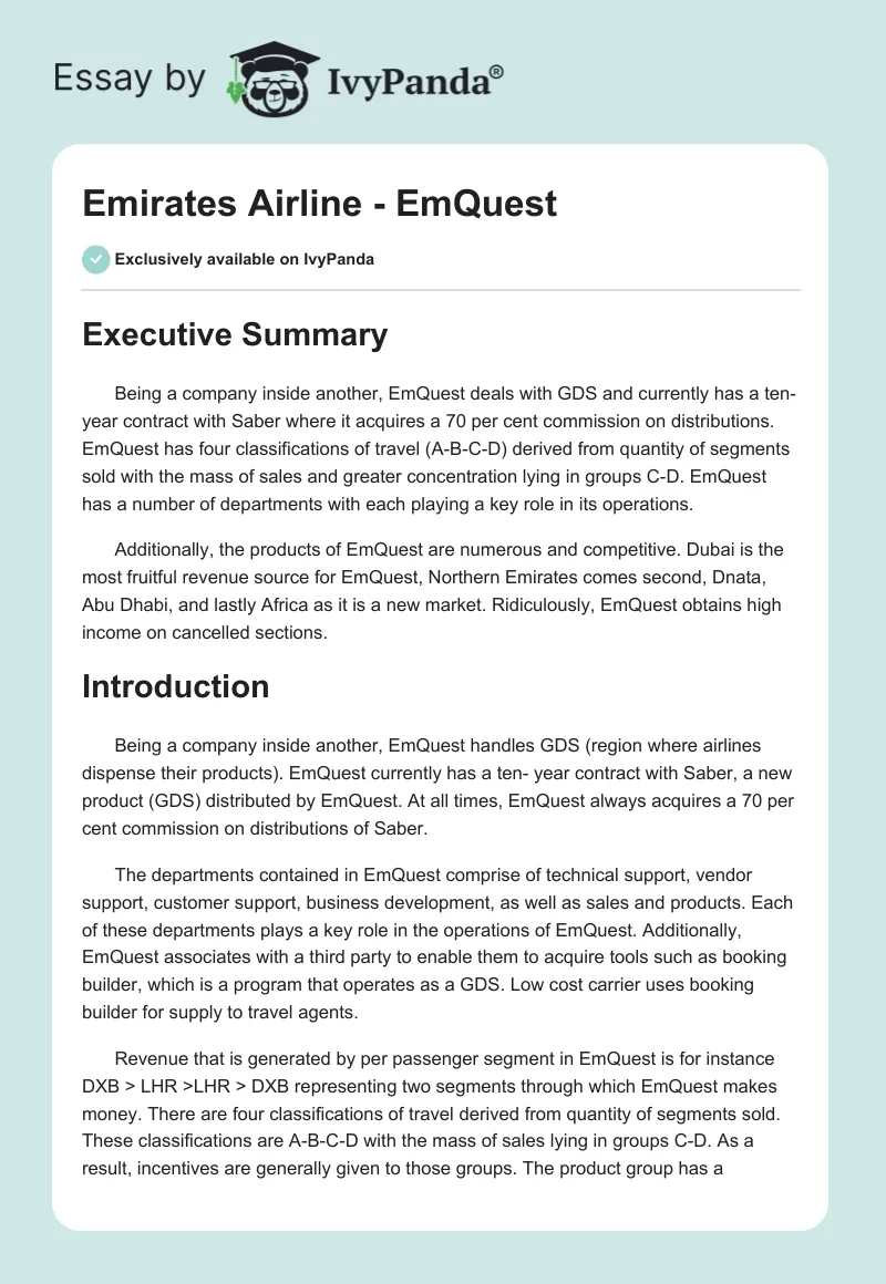 Emirates Airline - EmQuest. Page 1