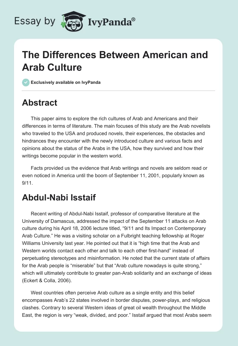 The Differences Between American and Arab Culture. Page 1