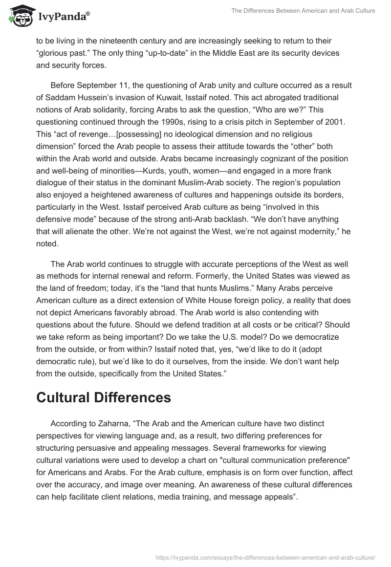 The Differences Between American and Arab Culture. Page 2