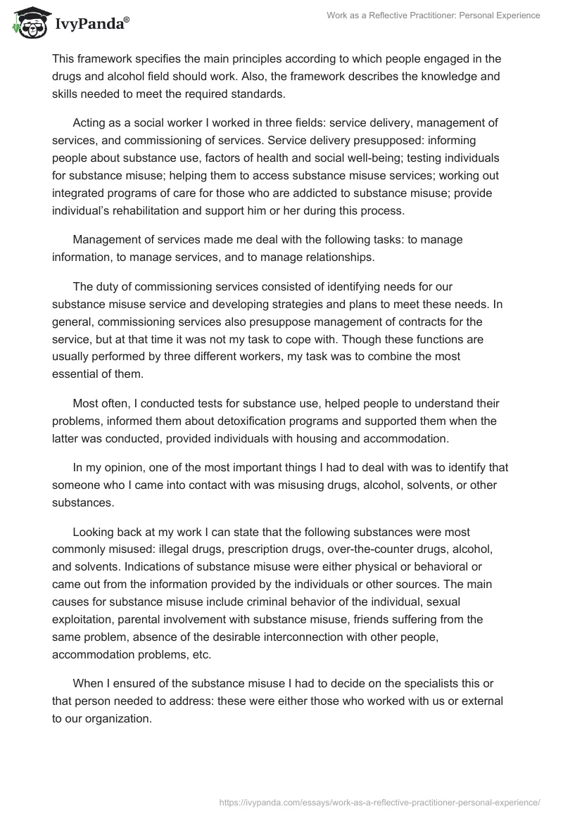 Work as a Reflective Practitioner: Personal Experience. Page 2
