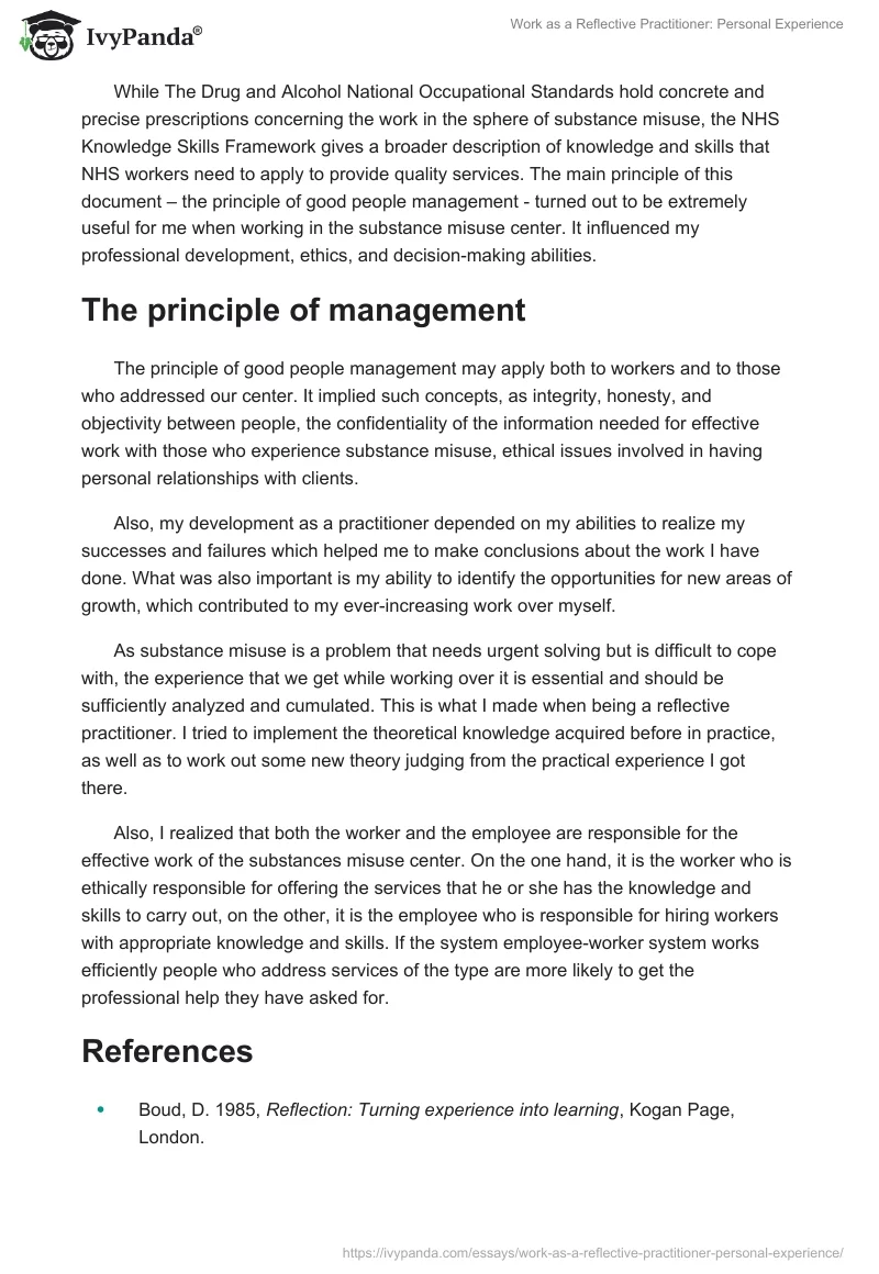 Work as a Reflective Practitioner: Personal Experience. Page 3