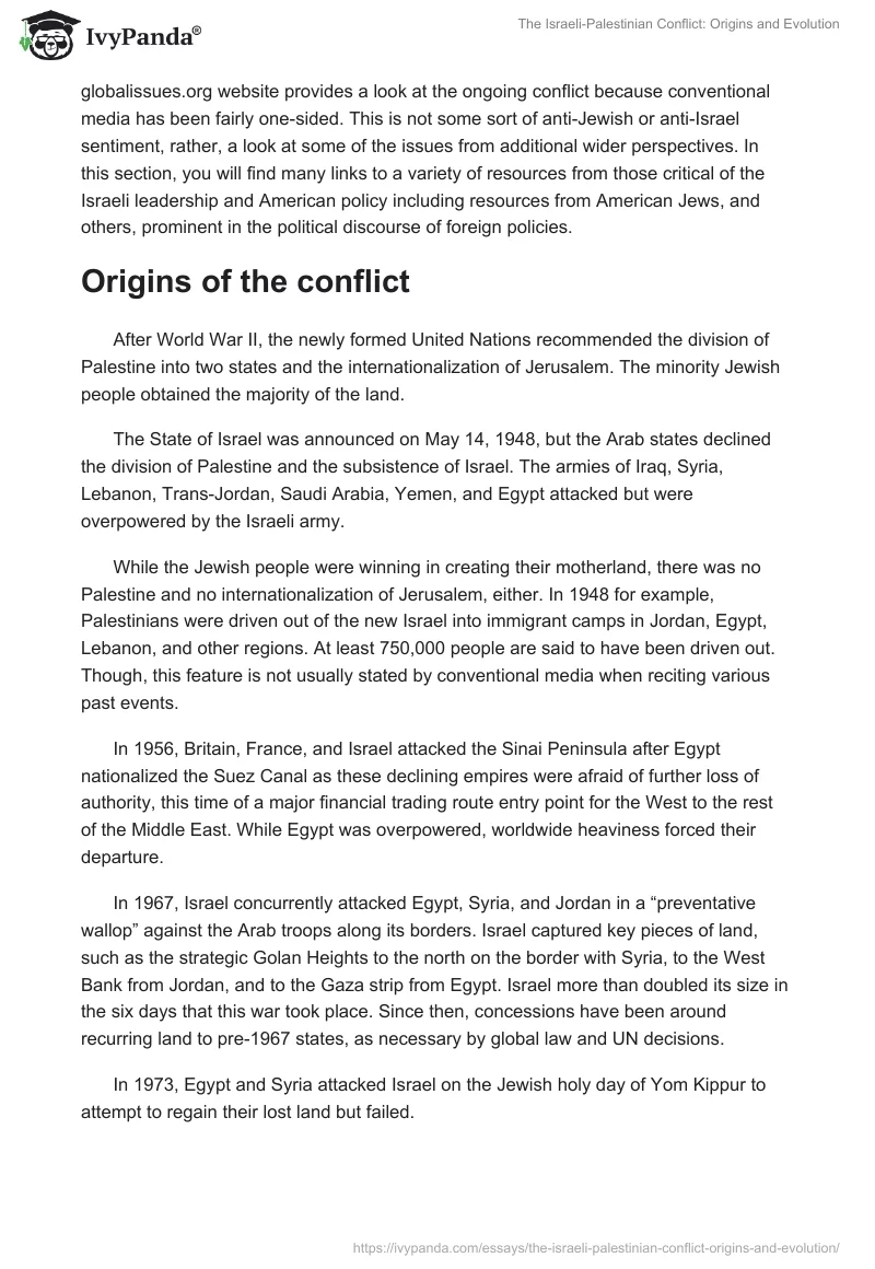 The Israeli-Palestinian Conflict: Origins and Evolution. Page 2