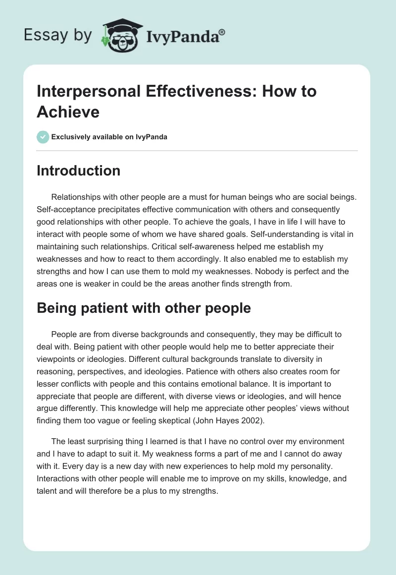 Interpersonal Effectiveness: How to Achieve. Page 1