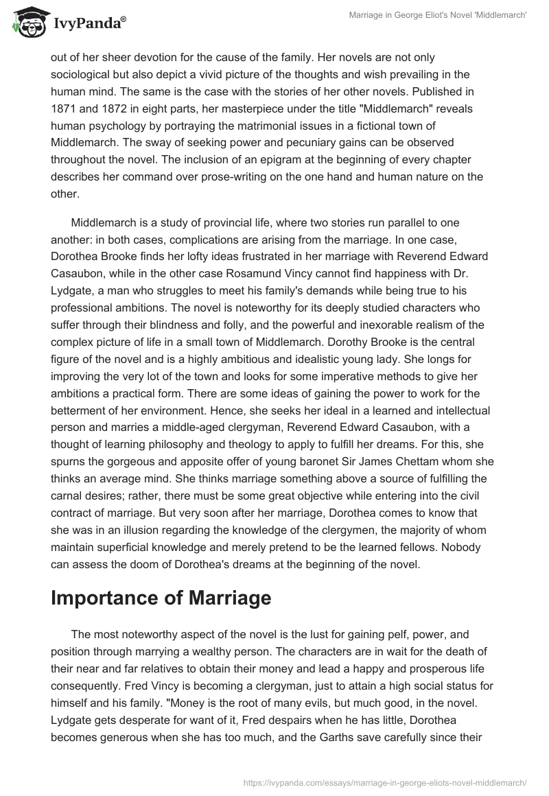 Marriage in George Eliot's Novel 'Middlemarch'. Page 2