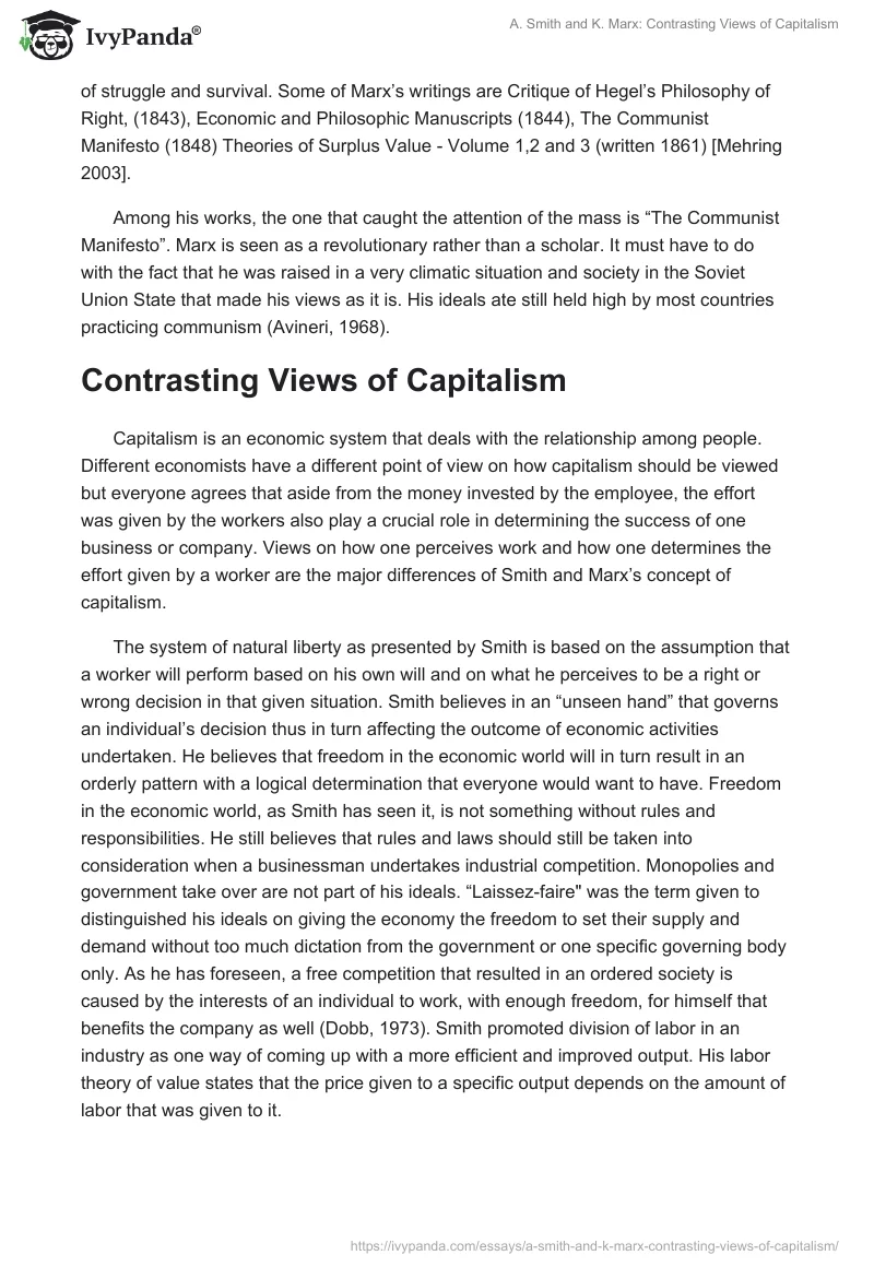 A. Smith and K. Marx: Contrasting Views of Capitalism. Page 3
