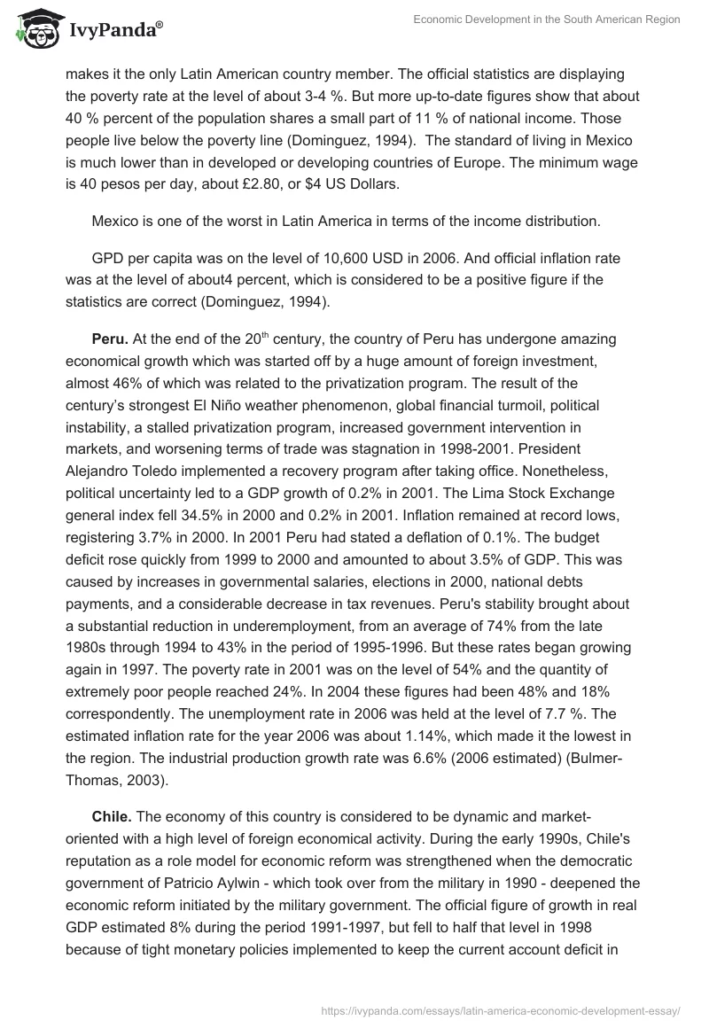 Economic Development in the South American Region. Page 2