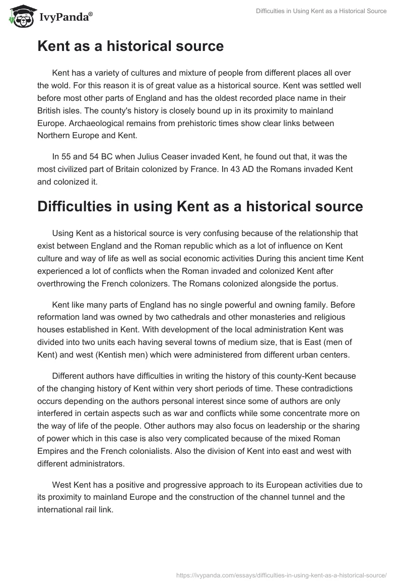 Difficulties in Using Kent as a Historical Source. Page 2