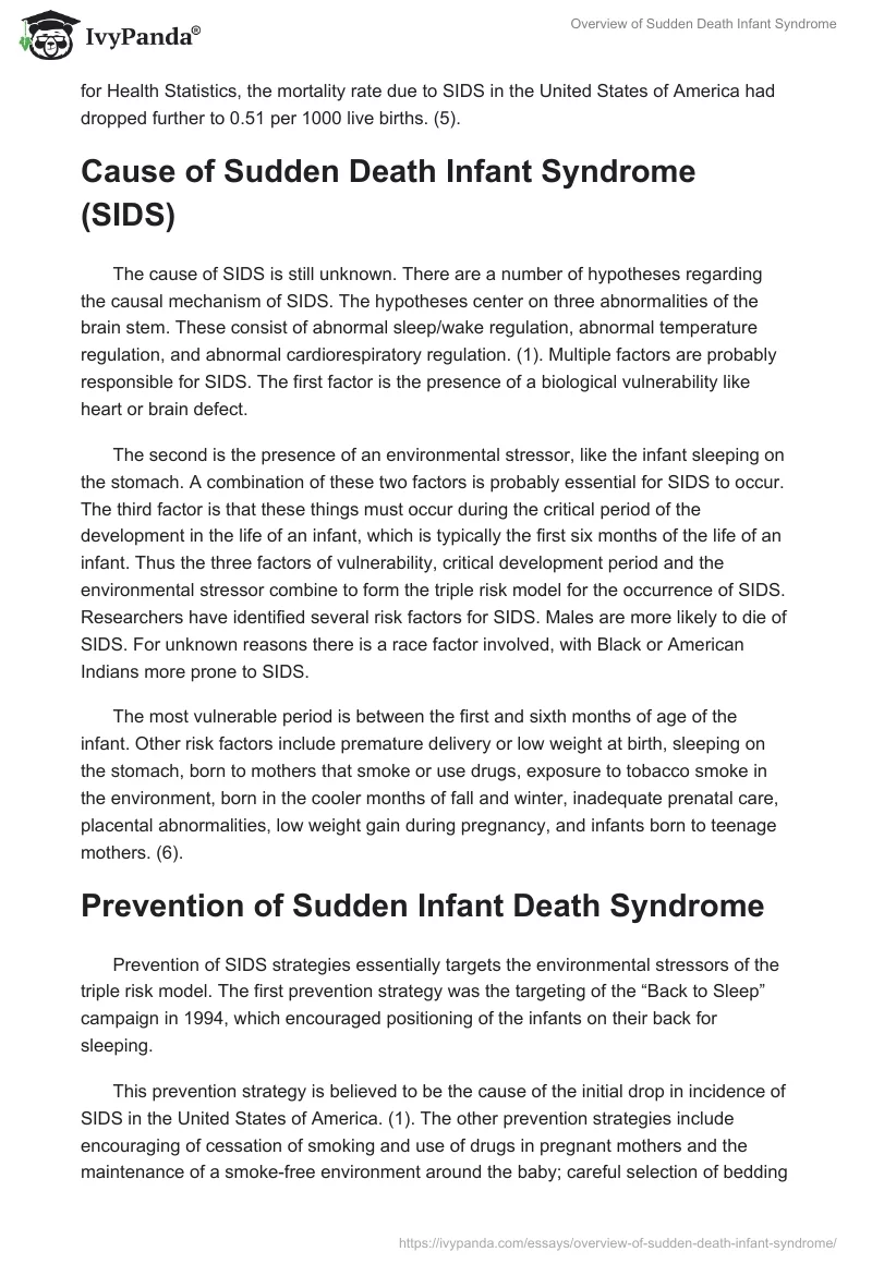 Overview of Sudden Death Infant Syndrome. Page 2