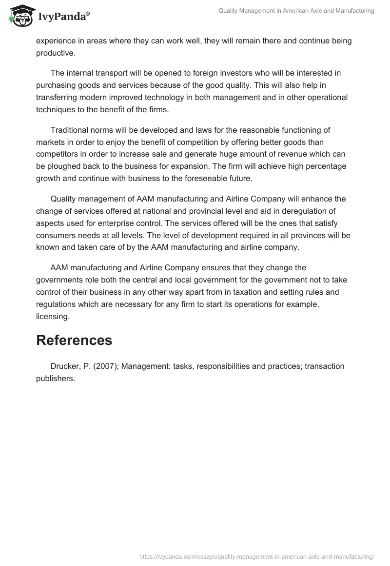 Quality Management in American Axle and Manufacturing. Page 5