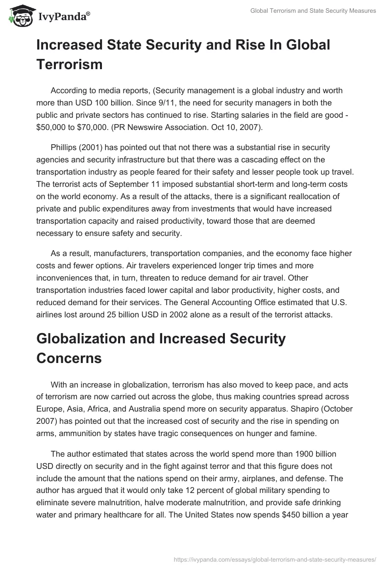 Global Terrorism and State Security Measures. Page 3