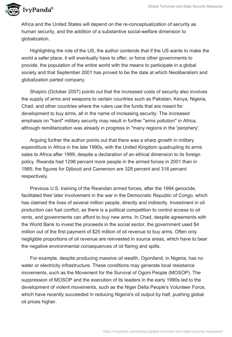 Global Terrorism and State Security Measures. Page 5