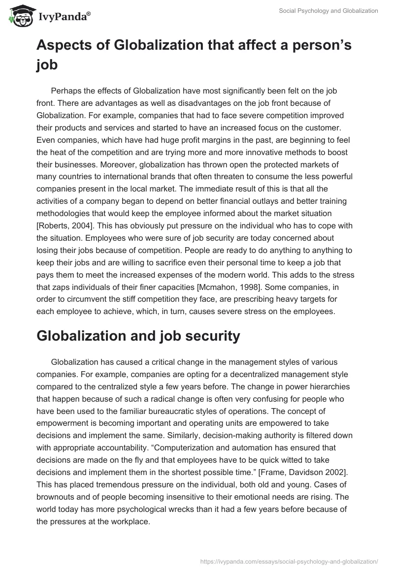 Social Psychology and Globalization. Page 2