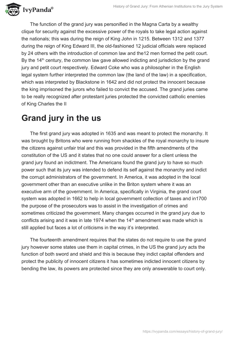 History of Grand Jury: From Athenian Institutions to the Jury System. Page 2