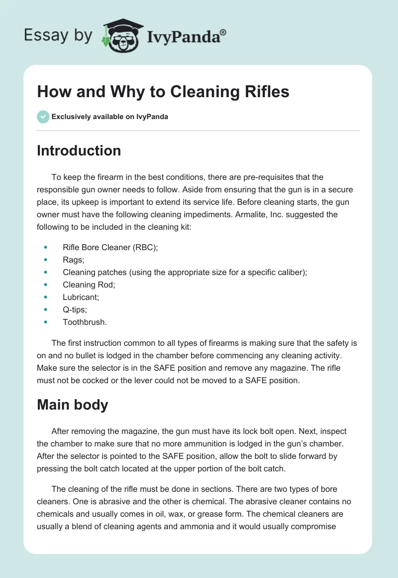 How and Why to Cleaning Rifles. Page 1