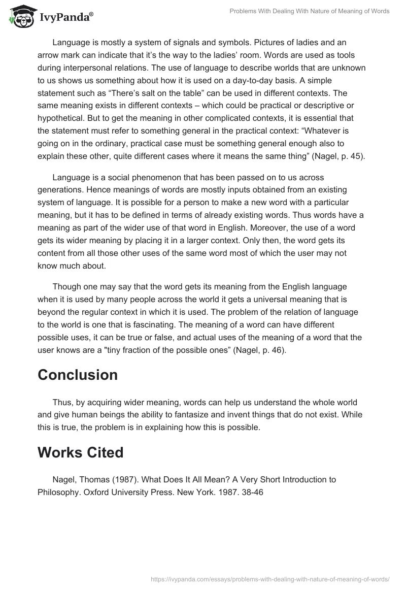 Problems With Dealing With Nature of Meaning of Words. Page 2