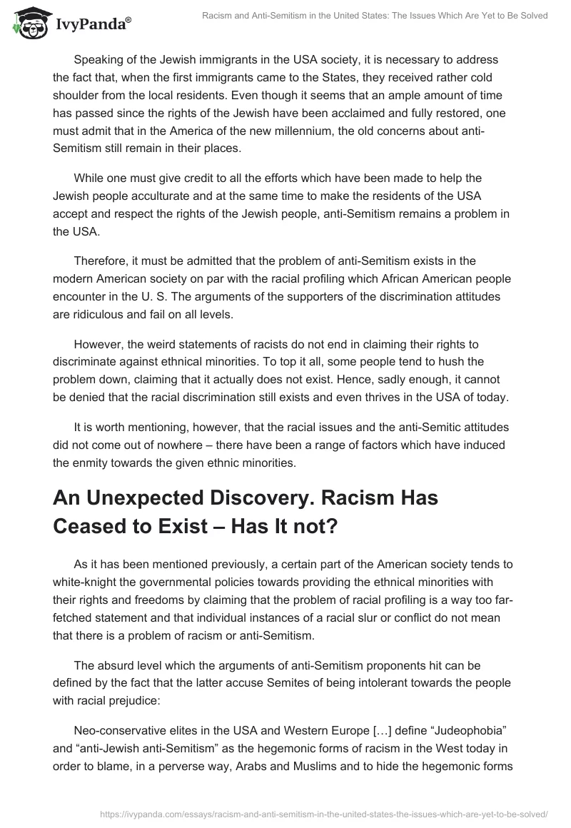 Racism and Anti-Semitism in the United States: The Issues Which Are Yet to Be Solved. Page 3