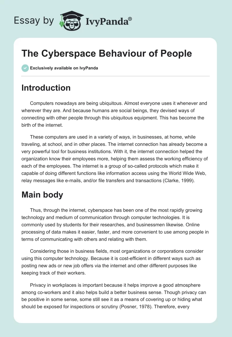 The Cyberspace Behaviour of People. Page 1