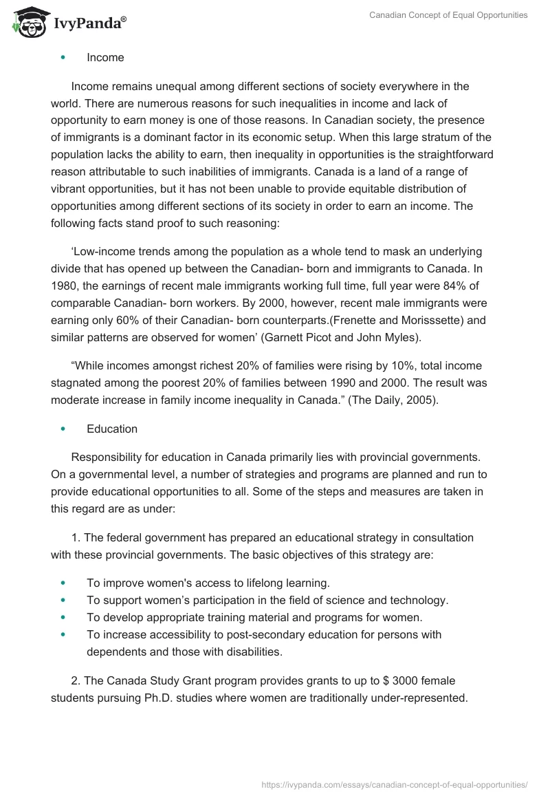 Canadian Concept of Equal Opportunities. Page 4