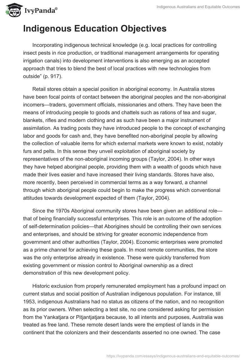 Indigenous Australians and Equitable Outcomes. Page 2