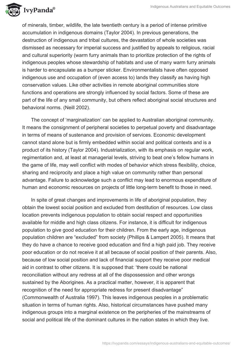Indigenous Australians and Equitable Outcomes. Page 3