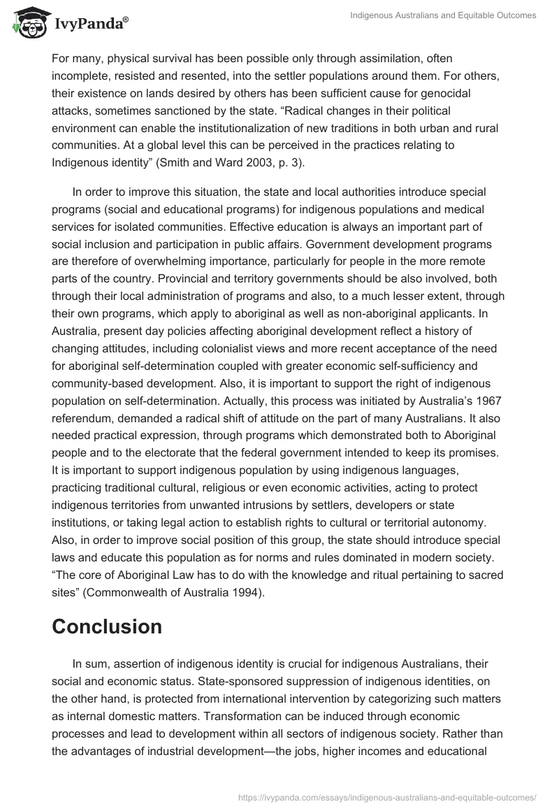 Indigenous Australians and Equitable Outcomes. Page 4