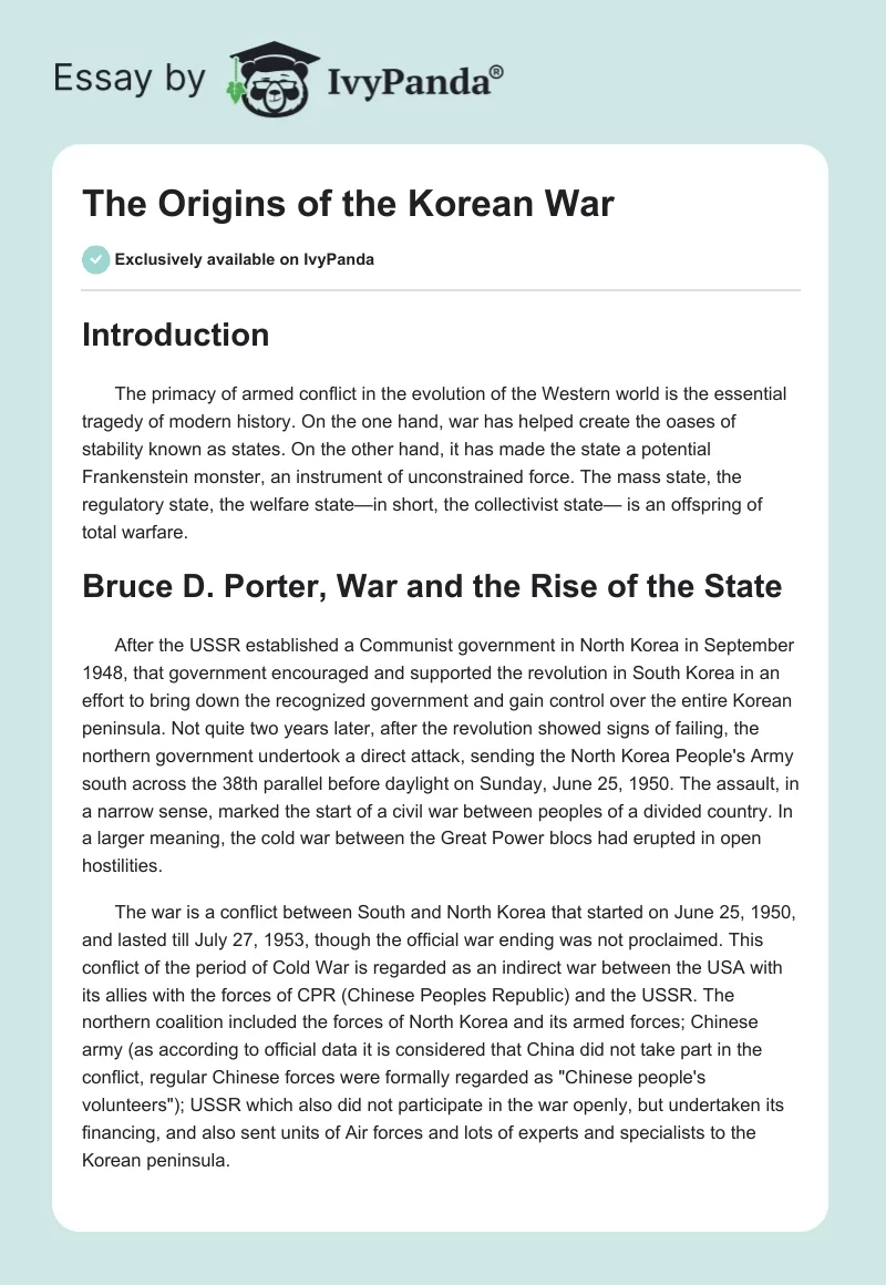 The Origins of the Korean War. Page 1