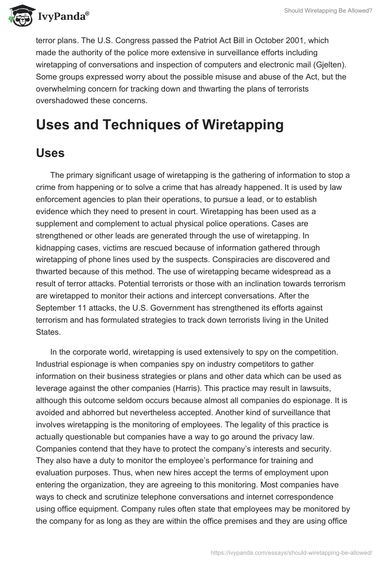 Should Wiretapping Be Allowed?. Page 3