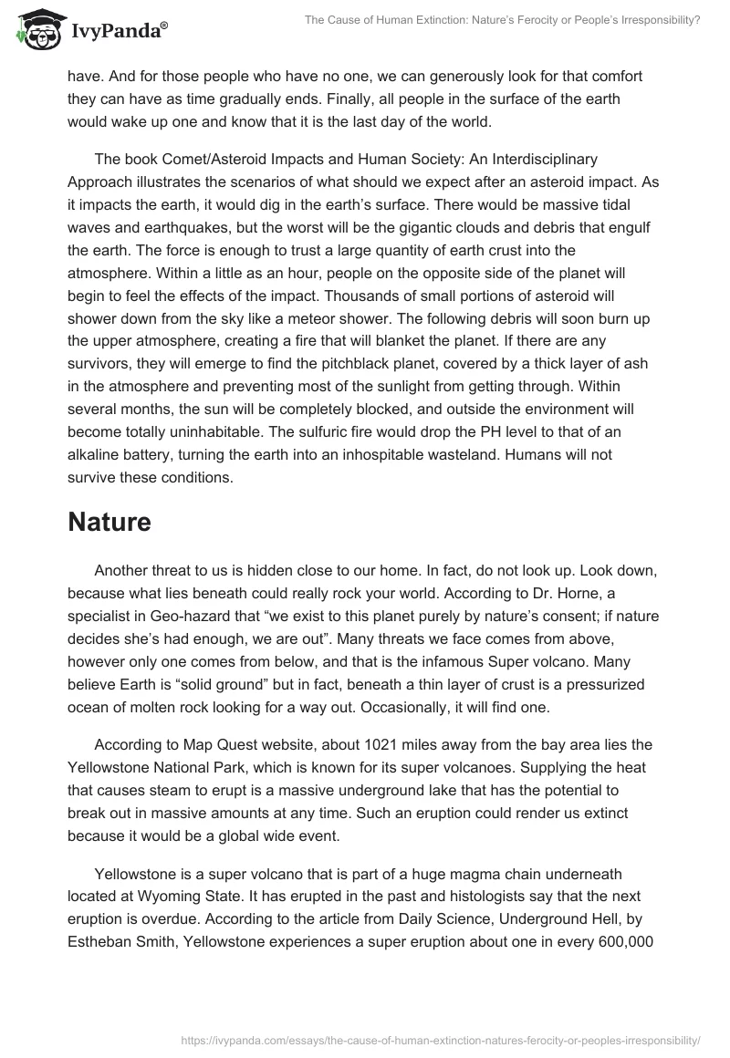The Cause of Human Extinction: Nature’s Ferocity or People’s Irresponsibility?. Page 5