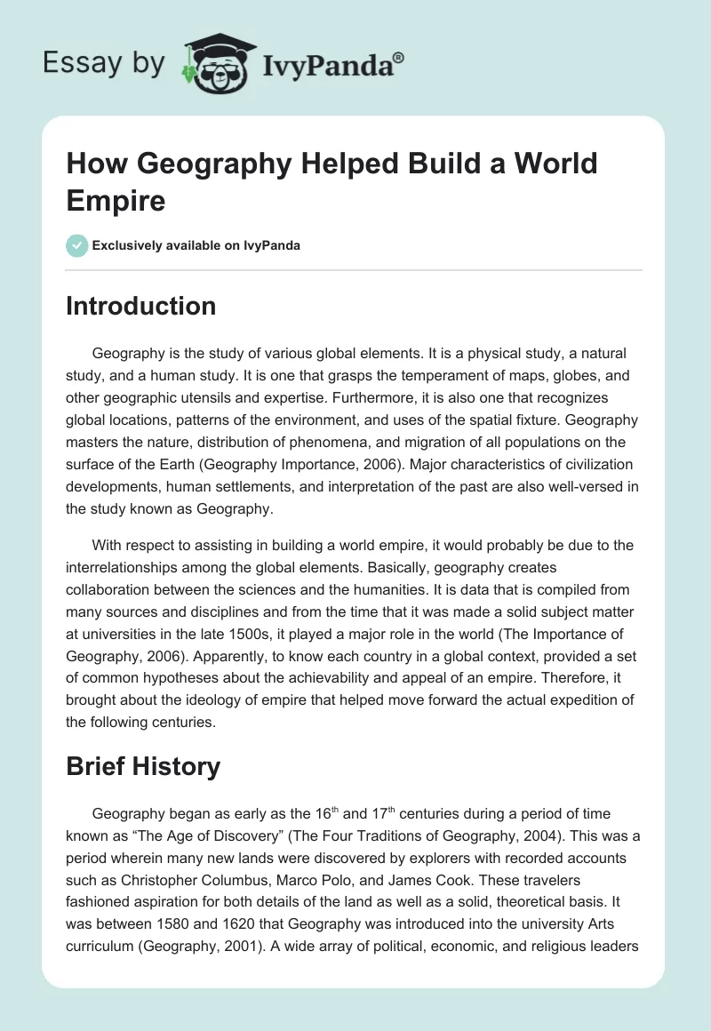 How Geography Helped Build a World Empire. Page 1