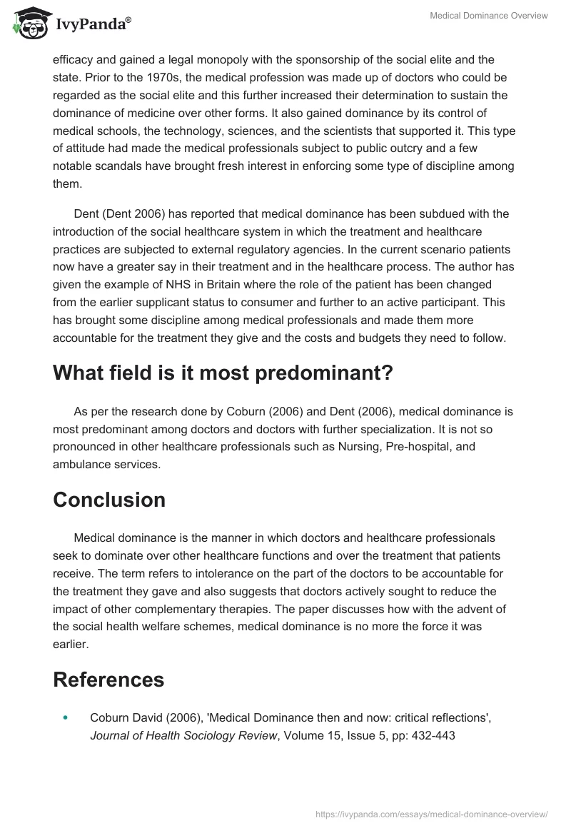 Medical Dominance Overview. Page 2