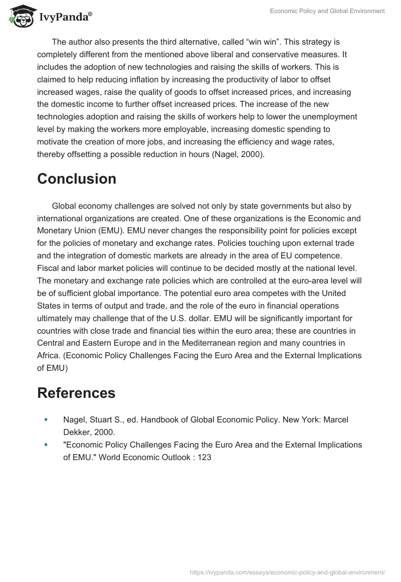 Global Economic Politics: Addressing Unemployment and Inflation. Page 2