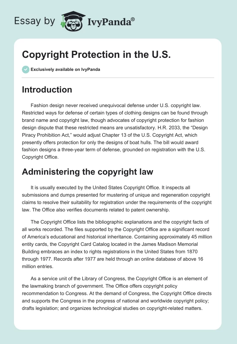 Copyright Protection in the U.S.. Page 1